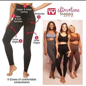 NEW Slim & Tone Black Leggings size L 14W *V-2469